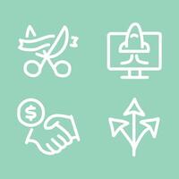 Set of startup and finance icons, cute decorative brush stroke lines. vector