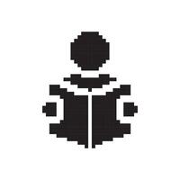 pixel art reading book icon vector