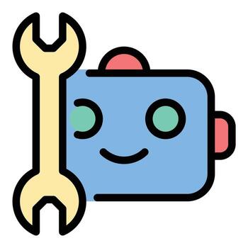 Robotics icon flat line style illustration representing automated machines and intelligent systems, suitable for technology development, engineering education, and AI research projects vector