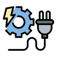 Electrical engineering icon flat line style illustration representing power systems and electronic circuit design, suitable for technology development, energy solutions, and engineering education vector