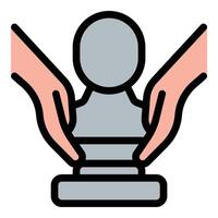 Sculpting icon flat line style illustration representing three-dimensional artistic creation and craftsmanship, suitable for art education, creative projects, and cultural exhibitions vector