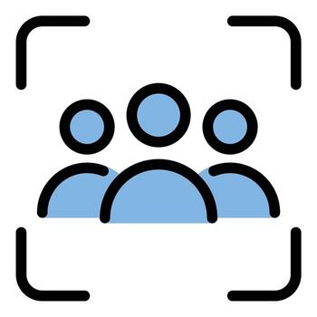 Meeting icon flat line style illustration representing collaboration and group discussion, suitable for business presentations, team coordination, and scheduling applications vector