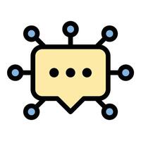 Network chat icon flat line style illustration representing real-time communication and digital connectivity, suitable for messaging platforms, social networking, and online collaboration tools vector