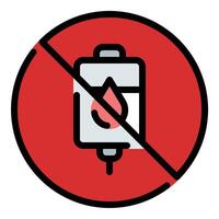 Forbidden blood icon flat line style illustration representing restricted or ineligible blood donation, suitable for medical guidelines, health screenings, and awareness campaigns vector