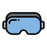Virtual reality glasses icon flat line style illustration representing immersive digital experiences and 3D environments, suitable for VR applications, gaming, and interactive technology projects vector