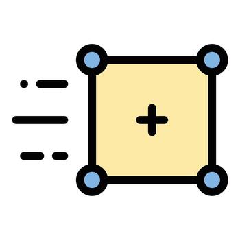 Match moving icon flat line style illustration representing motion tracking and 3D integration in , suitable for visual effects, film production, and augmented reality projects vector