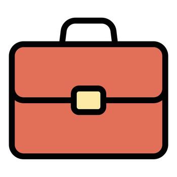 Briefcase icon flat line style illustration representing business, professionalism, and work essentials, suitable for corporate presentations, job-related applications, and career development projects vector