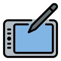 Graphic tablet icon flat line style illustration representing digital drawing and creative input tools, suitable for illustration, graphic design, and animation projects vector