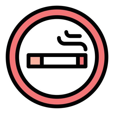 Smoking area icon flat line style illustration representing designated zones for smoking, suitable for public space signage, facility management, and regulatory compliance projects