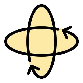 360 degrees icon flat line style illustration representing full rotation or immersive viewing, suitable for virtual tours, 3D visualization, and interactive media projects vector