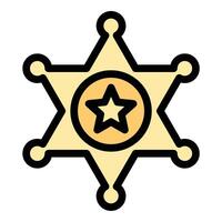 Sheriff badge icon flat line style illustration representing regional law enforcement authority and public safety, suitable for legal, security, and law-themed projects or educational materials vector