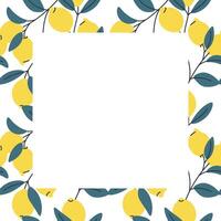 Square decorative lemon frame or border for invitations and summer designs vector