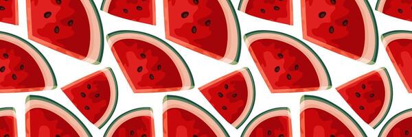 Juicy seamless pattern with watermelon slices. For summer backgrounds, food packaging, fabric prints vector