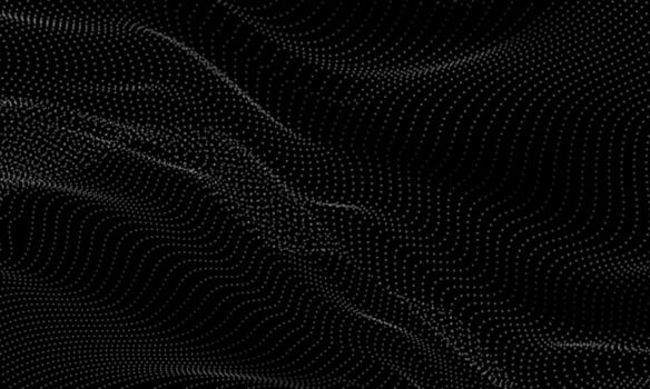 Abstract white mesh particles wave curve overlap technology network digital on black background texture vector