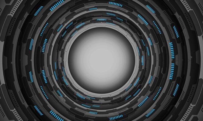 Abstract technology blue light black grey circle circuit cyber futuristic style geometric design modern creative background