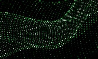 Abstract green mesh particles wave curve overlap technology network digital on black background vector