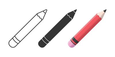 Three different colored pencils on a white background vector