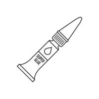 A tube of super glue is shown in a line drawing vector