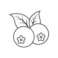 Black and white drawing of two berries with leaves vector