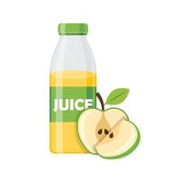 Juice bottle and apple on white background vector