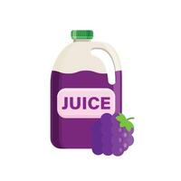 Juice bottle with grapes and label on white background vector