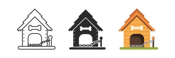 Dog house with dog and bone icon illustration vector