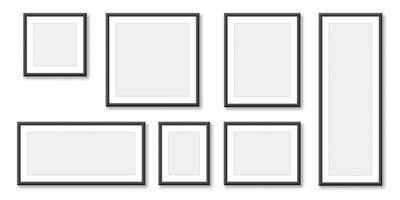 Set of black frames on white background vector