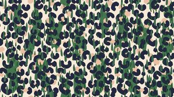 Exotic abstract seamless pattern. green shapes, raindrop elements, and hand drawn animal spots on a light beige backgrounds. Modern fashionable design for textiles, wrapping, digital prints vector