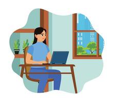 Office workers sit in front of computers and feel bored at work. vector