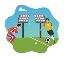 A thrilling penalty kick by a soccer player. vector