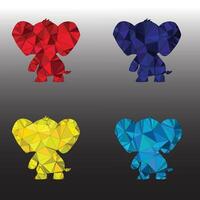 four different colored elephants in a geometric style vector