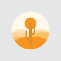 a desert landscape with a cactus in the center vector