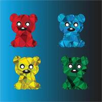 four teddy bears in different colors vector