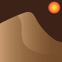 a desert landscape with a sun in the sky vector