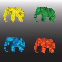 four elephants in different colors on a gray background vector