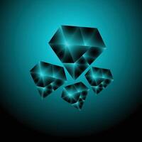 diamonds on a black background with glowing lights vector