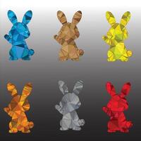 four different colored rabbits in different shapes vector