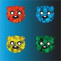 four different colored bears on a blue background vector