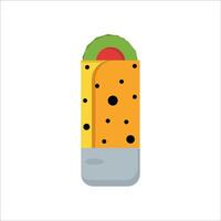 a taco with a slice of avocado on top vector