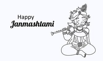 Happy Janmashtami Banner with Krishna s Flute vector
