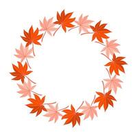 Autumn leaf wreath with red and orange tones vector