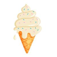 A cute and colorful ice cream cone with sprinkles on top, perfect for summer designs and sweet-themed illustrations. vector