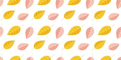 Autumn Leaves Pattern in Yellow and Pink vector