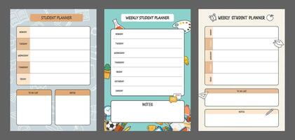Student weekly planner for lessons and program school. vector