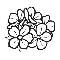 Flowers of stawberry hand drawn isolated illustration for food product desing. Fresh garden plant black and white, spring blooming. Summer floral sketch in line art style for cosmetic, textile. vector