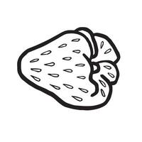Strawberry hand drawn isolated illustration for food product desing. Fresh garden berries black and white sketch, organic food. Summer fruit in line art style for cosmetic and textile. vector