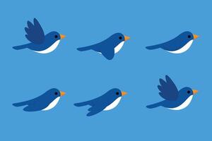 blue bird flying sequence illustration vector