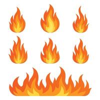 burning fire flame element set vector