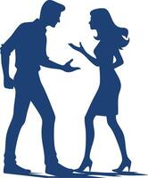 Couple in Argument Modern Flat Silhouette on White vector
