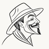 Man wearing hat art illustration of vintage character design style vector